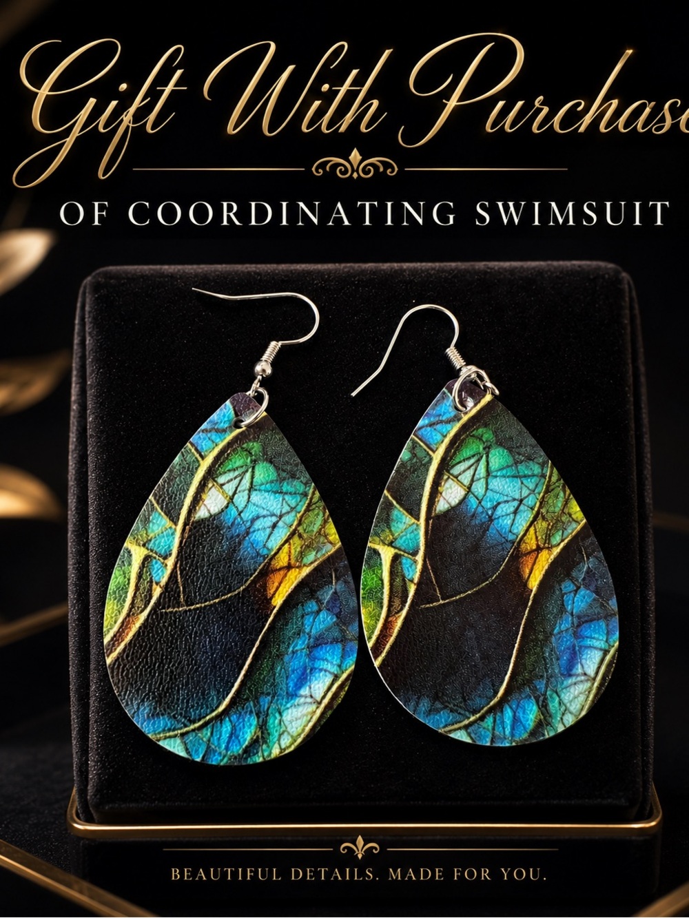 3/$30 NWT Faux Leather Look “Stained Glass” Earrings